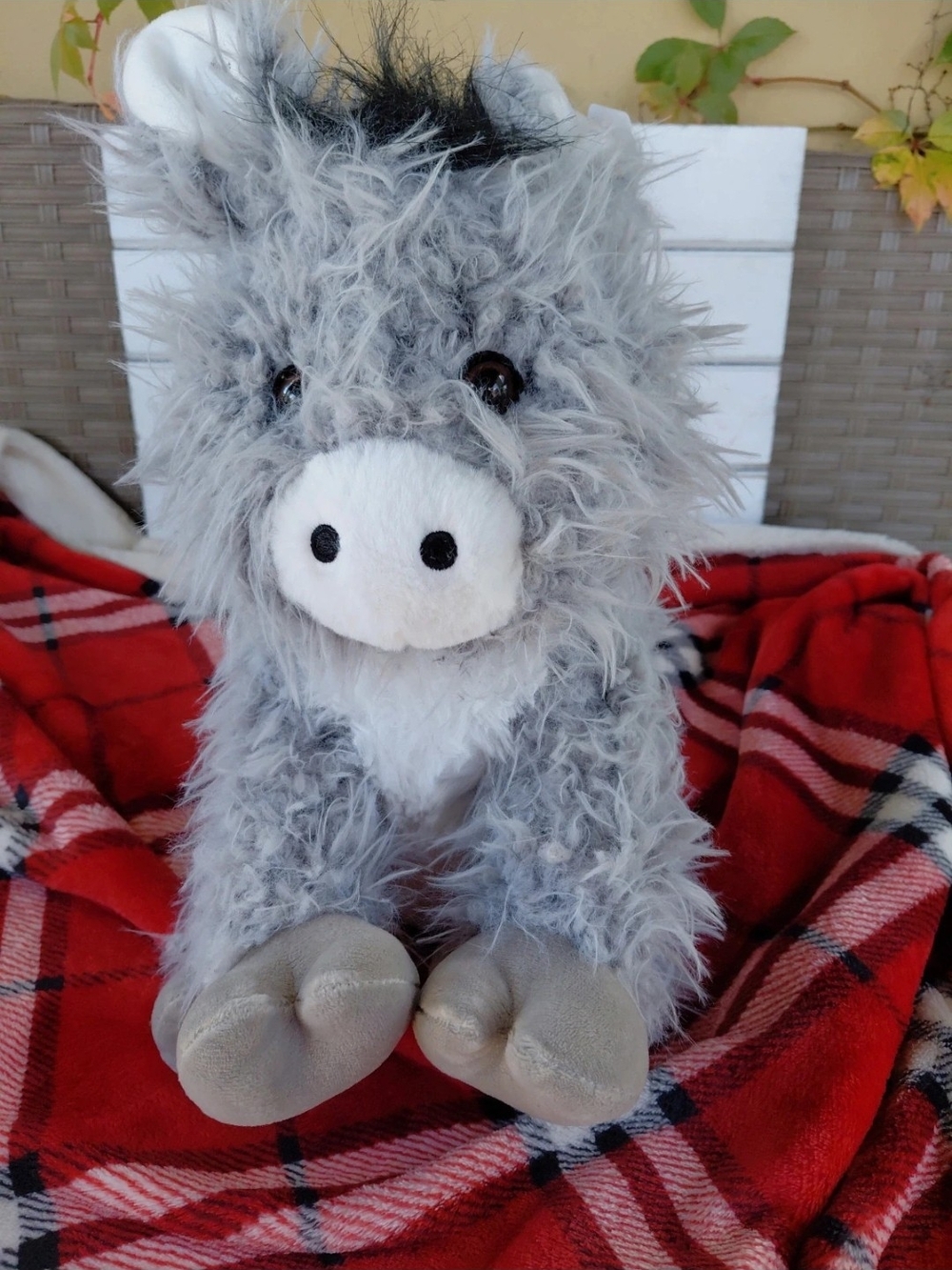 Gray Fluffy Cracker Barrell Donkey